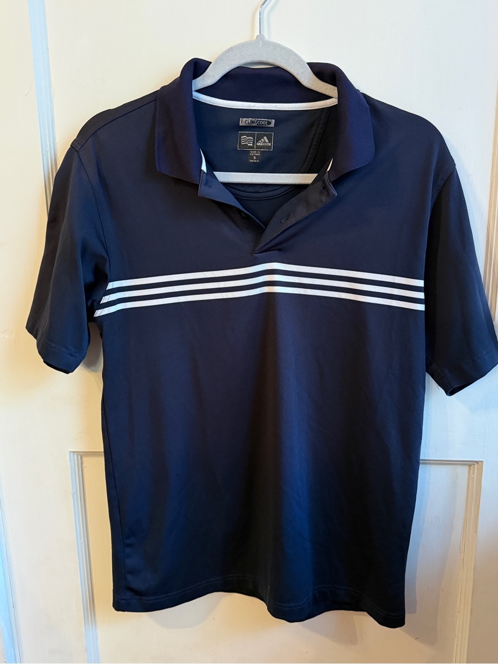 adidas Climacool 3-Stripe Chest Band Polo Men's Striped Blue Polo